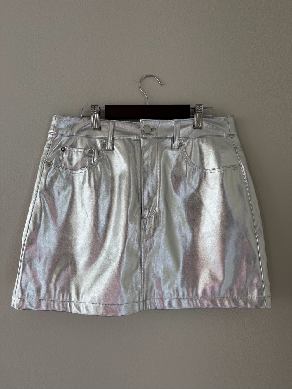 Silver Metallic Mini Skirt